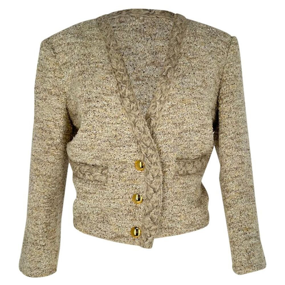 Isabel Marant Gwendoline Tweed Blazer in Beige Cotton